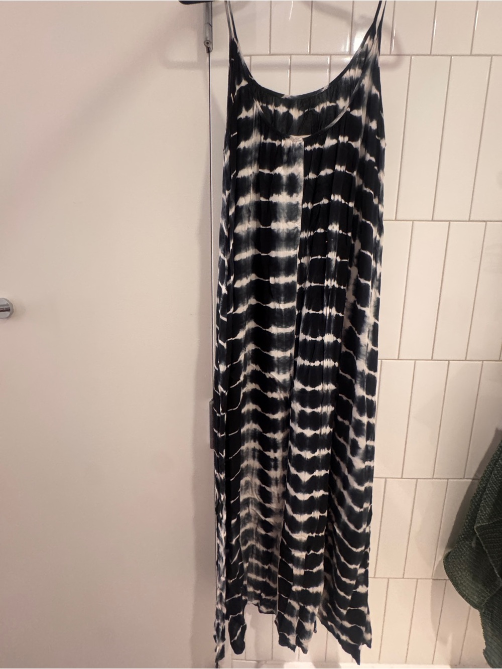 Black and White Tie-Dye Wide Leg Jumpsuit Swim Cover